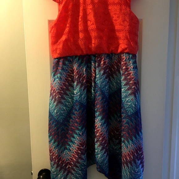 Pink & Blue GIRLS Handkerchief Edge Hem Dress XL - Picture 3 of 3